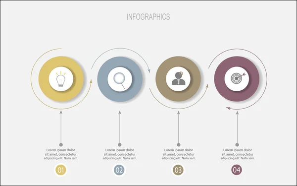 Vektör Infographic daire etiketi, şablon tasarımı. 4 numaralı step.Infographics öğesi için Düzen süreç diyagramı ile iş kavramı.