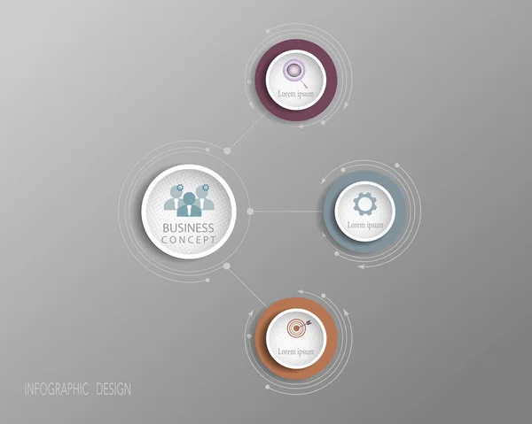 Daire etiket tasarımını Infographics vektör tasarım şablonu. Vektör illüstrasyon iş kavramı, simge, 3 step.Infographic öğesi için iş akışı düzeni, diyagram, web tasarım.