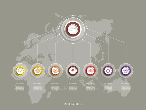 Daire etiket tasarımını Infographics vektör tasarım şablonu. Vektör illüstrasyon iş kavramı, simge, 7 step.Infographic öğesi için iş akışı düzeni, diyagram, web tasarım.