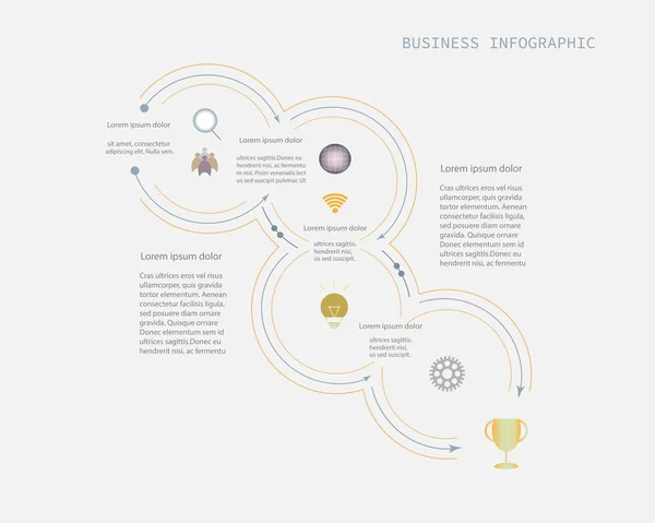 Zaman çizelgesi infographics şablonu ile daireler çizmek, vektör çizim. Simge, adımları veya işlemler ile iş kavramı. Şablon design.Infographic öğesi için Düzen süreç diyagramı.