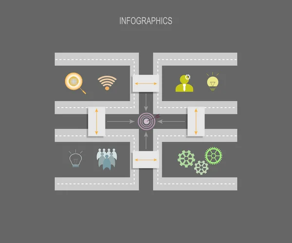 Zaman çizelgesi infographics şablonu ile yol haritası çizmek, vektör çizim. Düzen süreç diyagramı için simge, adımları veya processes.Infographic öğesi ile iş kavramı.