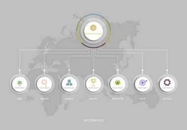 Daire etiket tasarımını Infographics vektör tasarım şablonu. Vektör illüstrasyon iş kavramı, simge, 7 step.Infographic öğesi için iş akışı düzeni, diyagram, web tasarım.