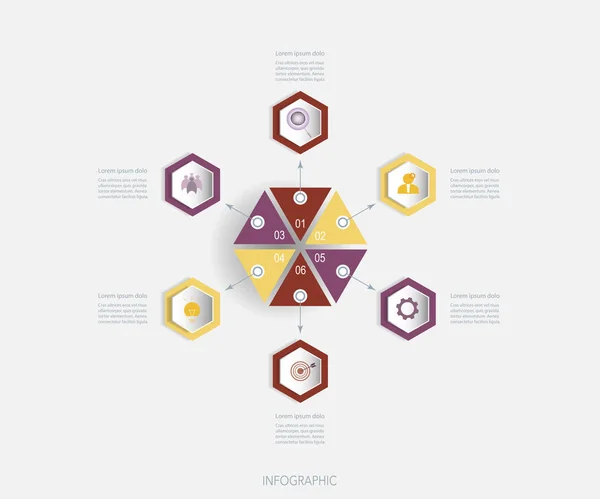 Etiqueta Polígono Infográfico Vetor Projeto Molde Conceito Negócio Com Número — Vetor de Stock