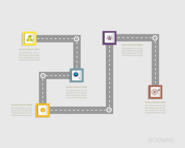 Modelo Infográficos Linha Tempo Com Design Quadrado Ilustração Vetorial Conceito — Vetor de Stock