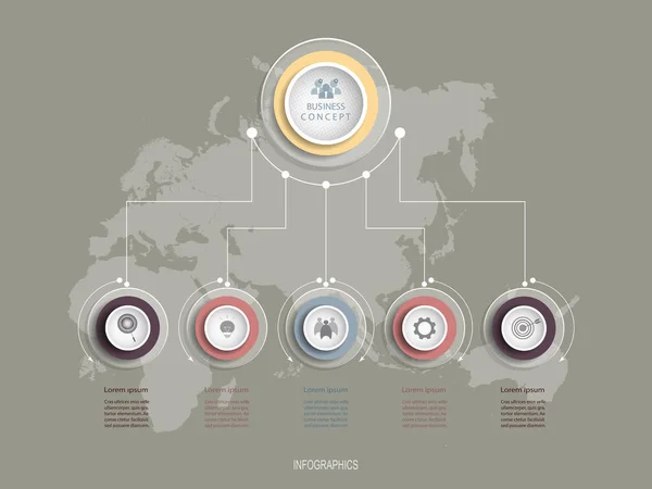 Daire etiket tasarımını Infographics vektör tasarım şablonu. Simgesi, 5 step.Infographic öğesi için iş akışı düzeni, web tasarım, iş akışı düzeni, süreç diyagramı, akış şeması, bilgi grafik ile vektör illüstrasyon iş kavramı.