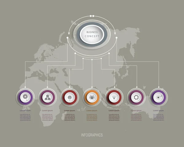 Daire etiket tasarımını Infographics vektör tasarım şablonu. Simgesi, 7 step.Infographic öğesi için iş akışı düzeni, web tasarım, iş akışı düzeni, süreç diyagramı, akış şeması, bilgi grafik ile vektör illüstrasyon iş kavramı.