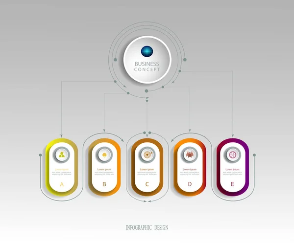 Infographic etiket tasarım simgeler ve 5 seçenekleri veya adımları ile vektör. Bu diyagram, akış şeması, bilgi grafik sunumlar afiş, iş akışı düzen, işlem için renkli Infographics iş kavramı için.