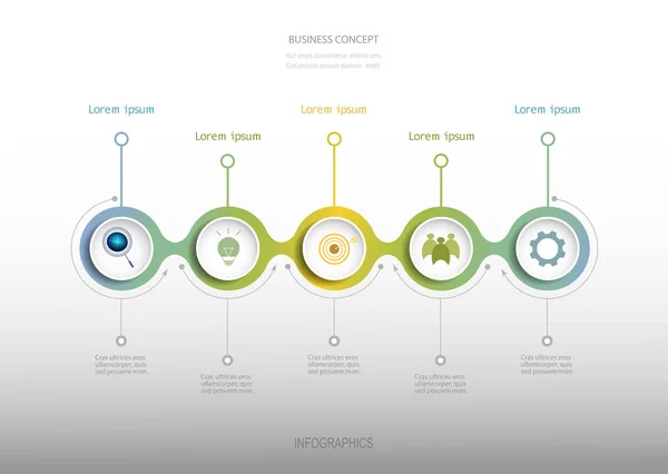 Infographics Vektor Formgivningsmall Med Färgglada Circle Etikettdesign Vektor Illustration Affärsidé — Stock vektor