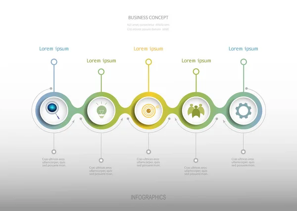 Modelo Design Vetor Infográficos Com Design Rótulo Círculo Colorido Conceito — Vetor de Stock