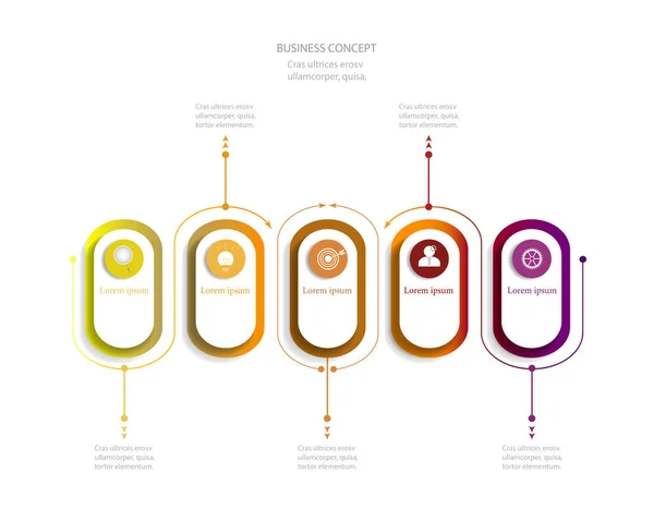 Infographic etiket tasarım simgeler ve 5 seçenekleri veya adımları ile vektör. Bu diyagram, akış şeması, bilgi grafik sunumlar afiş, iş akışı düzeni, işlem iş kavramı için Infographics.