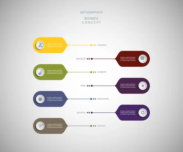 Infographic etiket tasarım simgeler ve 7 seçenekleri veya adımları ile vektör. Bu diyagram, akış şeması, bilgi grafik sunumlar afiş, iş akışı düzeni, işlem iş kavramı için Infographics