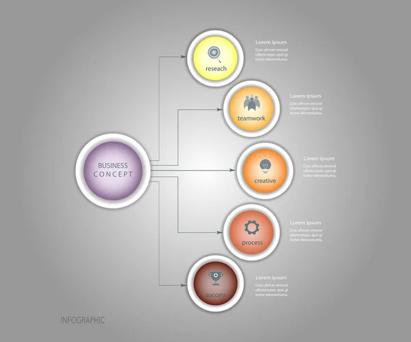 Φορέα Infographic Κύκλο Ετικέτα Πρότυπο Σχεδιασμού Εικονίδια Και Επιλογές Βήματα — Διανυσματικό Αρχείο