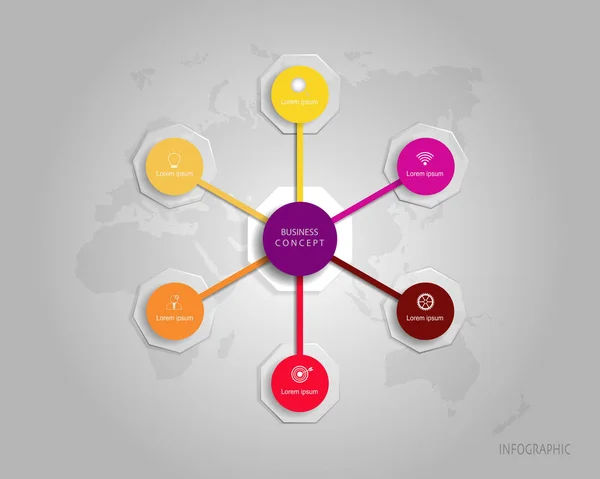 Círculo Infográficos Vetoriais Etiqueta Polígono Design Modelo Conceito Negócio Com — Vetor de Stock