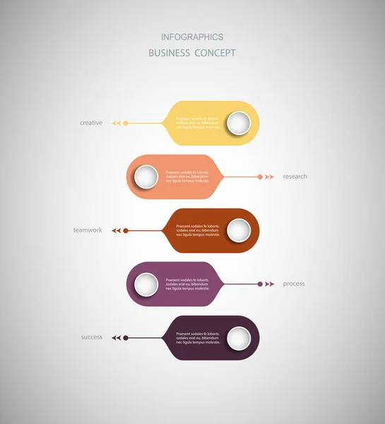 아이콘 5Options Infographic 디자인 워크플로 레이아웃 프로세스 다이어그램 순서도 그래프 — 스톡 벡터