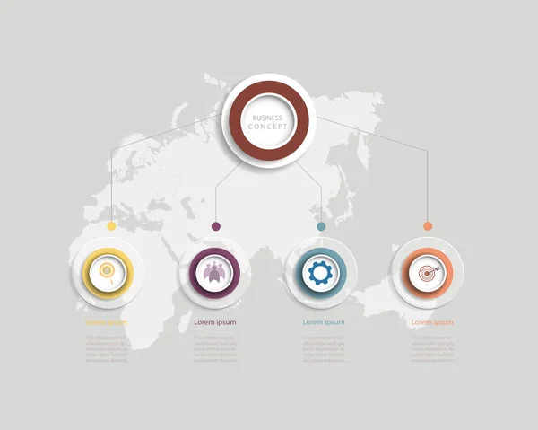 Vektör Infographics daire etiketi, şablon tasarımı. Düzen süreç diyagramı için simge 4 step.Infographic öğesi ile iş kavramı.