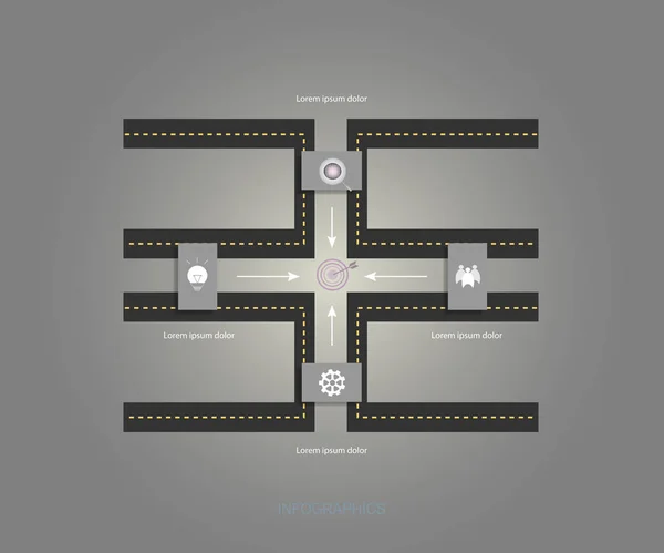 Zaman çizelgesi infographics şablonu ile yol haritası çizmek, vektör çizim. Düzen süreç diyagramı için simge, adımları veya processes.Infographic öğesi ile iş kavramı.