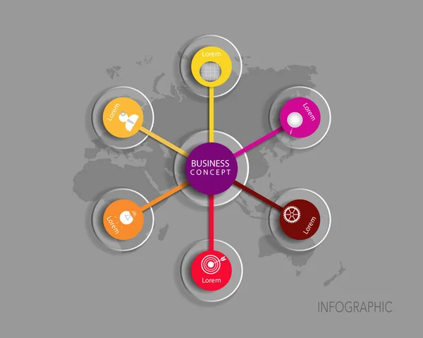 Daire etiket tasarımını Infographics vektör tasarım şablonu. Vektör illüstrasyon iş kavramı, simge, 6 step.Infographic öğesi için iş akışı düzeni, diyagram, web tasarım.