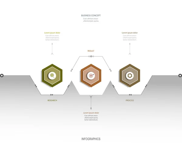 Infographics 다각형 레이블 템플릿 디자인입니다 비즈니스 프로세스 다이어그램 레이아웃에 아이콘 — 스톡 벡터