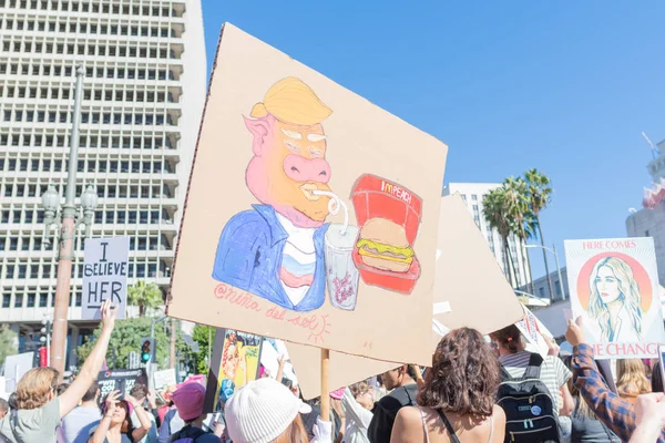 Los Ángeles Estados Unidos Enero 2019 Manifestantes Sosteniendo Cartel Durante — Foto de Stock