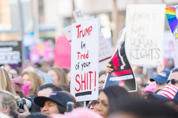 Los Angeles Usa Januari 2019 Demonstranter Med Skylt 3Rd Womens — Stockfoto