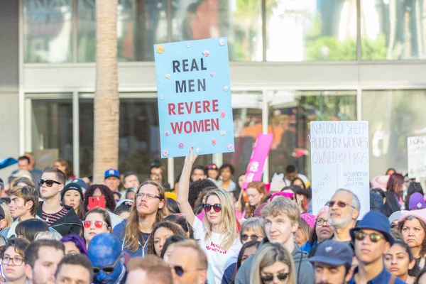 Los Angeles États Unis Janvier 2019 Une Manifestante Tient Une — Photo