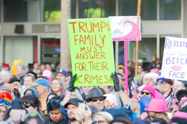 Los Ángeles Estados Unidos Enero 2019 Manifestante Sosteniendo Cartel Durante — Foto de Stock