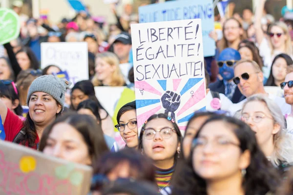 Los Angeles Usa Gennaio 2019 Manifestanti Con Cartello Durante Marcia — Foto Stock