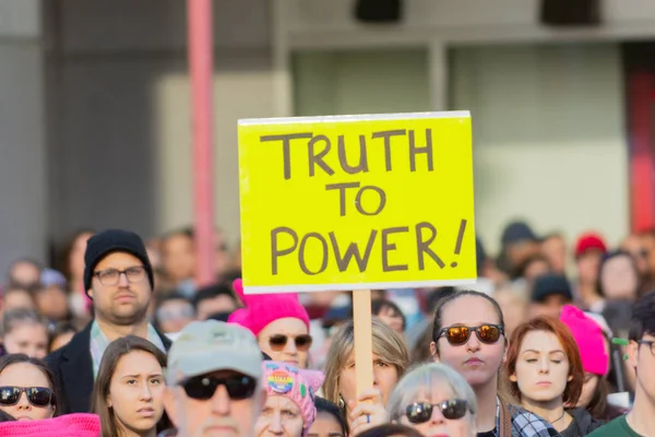 Los Ángeles Estados Unidos Enero 2019 Manifestante Sosteniendo Cartel Durante — Foto de Stock