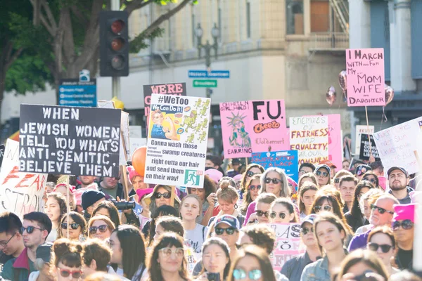 Los Angeles Usa Január 2019 Tüntetők Gazdaság Jele Során Nők — Stock Fotó