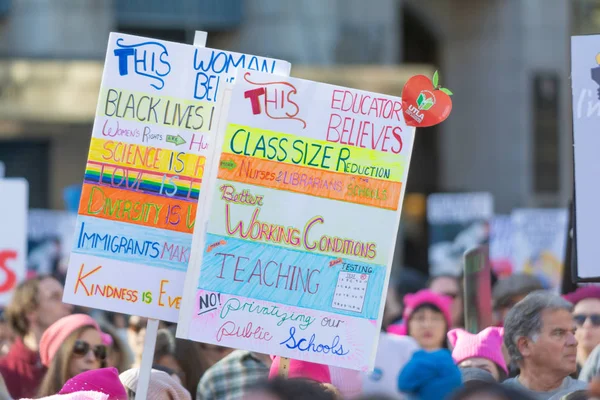 Los Angeles Verenigde Staten Januari 2019 Demonstranten Houden Een Teken — Stockfoto