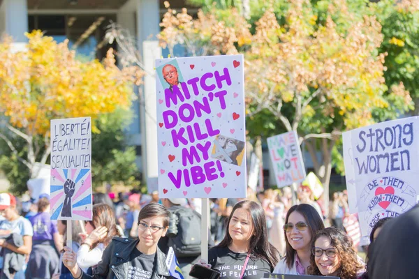 Los Angeles Usa Gennaio 2019 Manifestanti Con Cartello Durante Marcia — Foto Stock