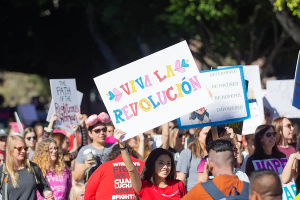 Los Angeles Usa Január 2019 Tüntetők Gazdaság Jele Során Nők — Stock Fotó