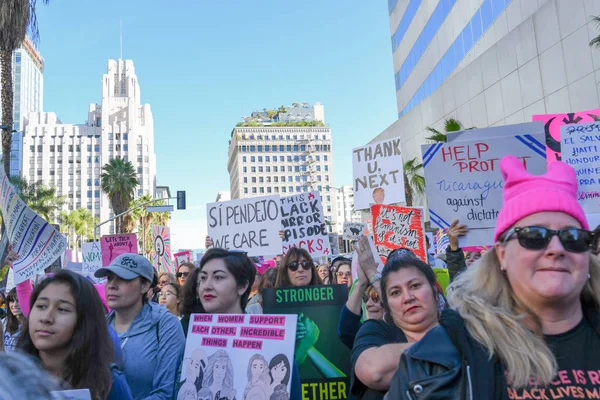 Los Angeles Eua Janeiro 2019 Protestantes Segurando Sinal Durante Terceira — Fotografia de Stock