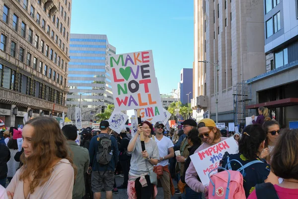 Los Angeles Usa Stycznia 2019 Protestujący Posiadających Znak Podczas Damskie — Zdjęcie stockowe