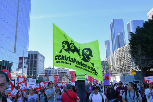 Los Angeles Usa Gennaio 2019 Manifestanti Con Cartello Durante Marcia — Foto Stock