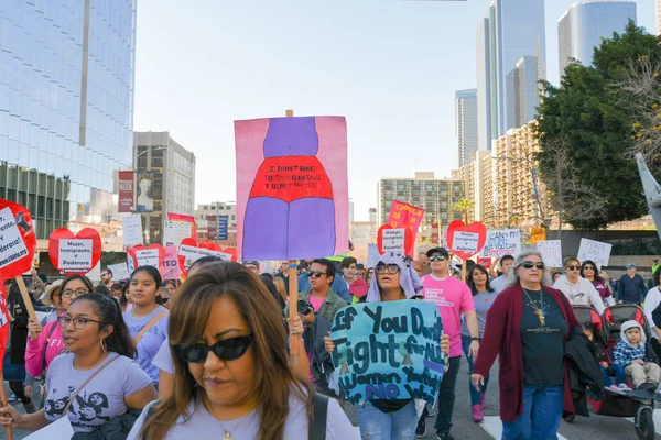Los Angeles Usa Januar 2019 Demonstranten Mit Einem Schild Während — Stockfoto