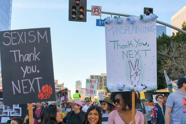 Los Angeles Usa Január 2019 Tüntetők Gazdaság Jele Során Nők — Stock Fotó