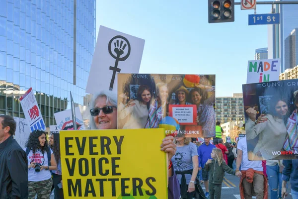 Los Angeles Usa Gennaio 2019 Manifestanti Con Cartello Durante Marcia — Foto Stock