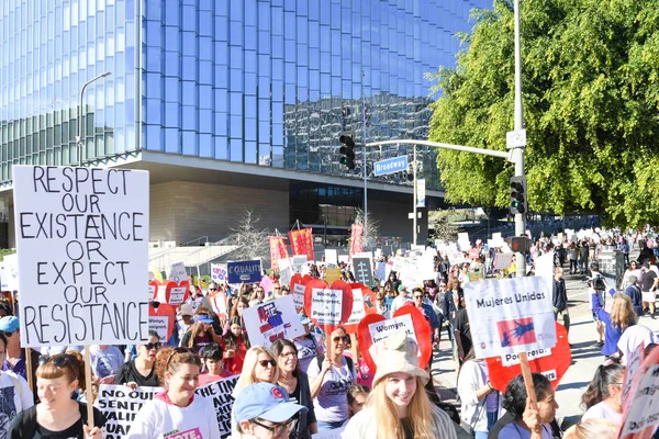Los Angeles Usa Januari 2019 Demonstranter Med Skylt 3Rd Womens — Stockfoto