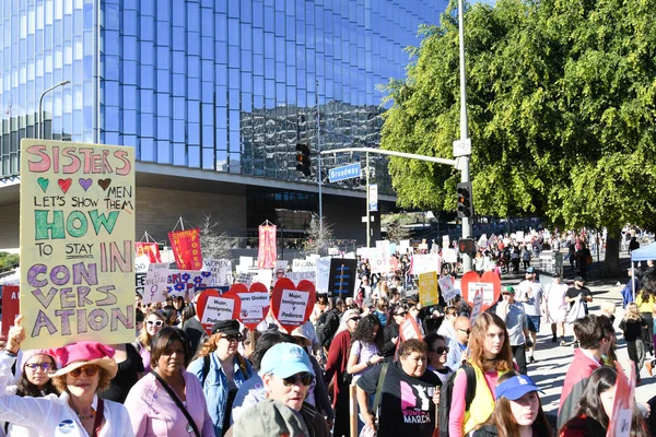 Los Angeles Eua Janeiro 2019 Protestantes Segurando Sinal Durante Terceira — Fotografia de Stock