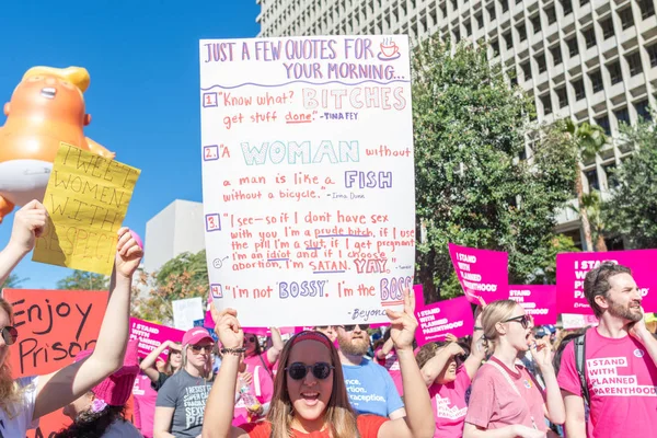 Los Angeles Usa Ledna 2019 Demonstranti Drží Znamení Během Třetí — Stock fotografie