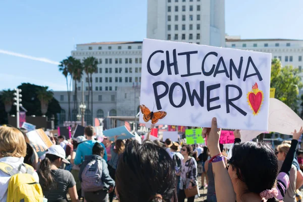 Los Angeles Usa Stycznia 2019 Protester Trzyma Znak Podczas Marca — Zdjęcie stockowe