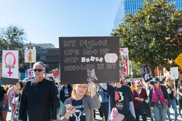 Los Angeles Usa Január 2019 Tüntetők Gazdaság Jele Során Nők — Stock Fotó