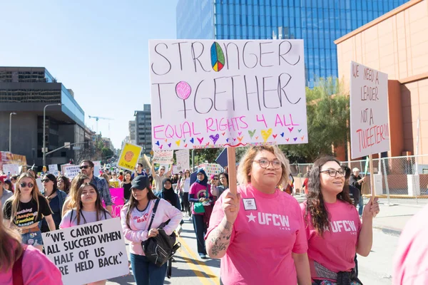 Los Angeles Usa January 2019 Protesters Holding Sign 3Rd Womens — Stock Photo, Image