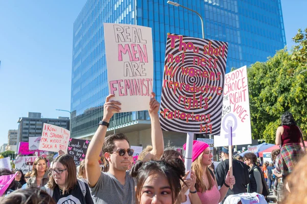 Los Ángeles Estados Unidos Enero 2019 Manifestantes Sosteniendo Cartel Durante — Foto de Stock