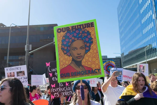 Los Angeles Usa January 2019 Protesters Holding Sign 3Rd Womens — Stock Photo, Image