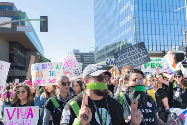 Los Ángeles Estados Unidos Enero 2019 Manifestantes Sosteniendo Cartel Durante — Foto de Stock