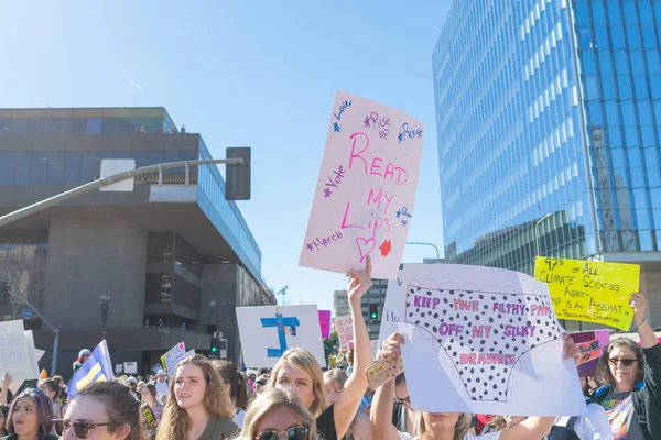 Лос Анджелес Сша Января 2019 Года Протестующие Держат Знак Время — стоковое фото