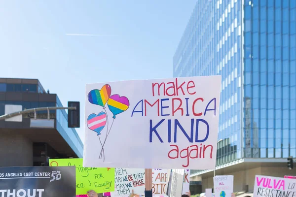 Los Angeles Verenigde Staten Januari 2019 Demonstranten Houden Een Teken — Stockfoto