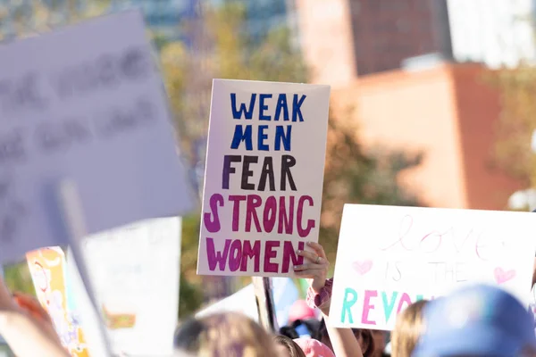 Los Angeles Usa Januari 2019 Demonstrant Med Skylt 3Rd Womens Stockbild